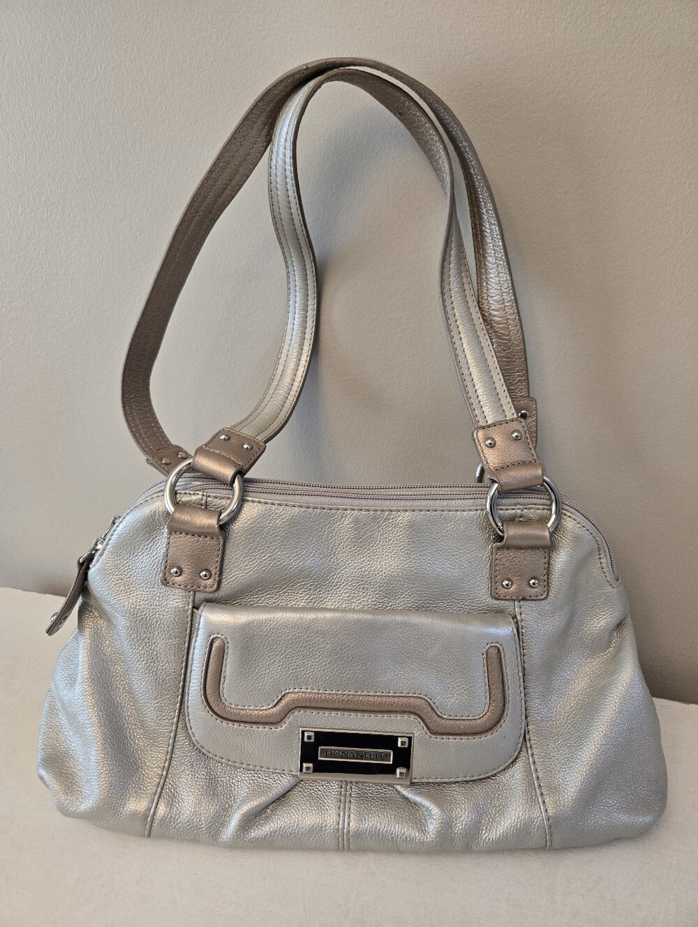 Tignanello Metallic Pebbled leather Shoulder Bag